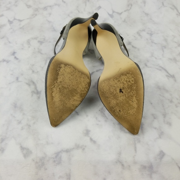 Gray Snakeskin Ankle Strap high heels size 8.5M - Picture 3 of 8